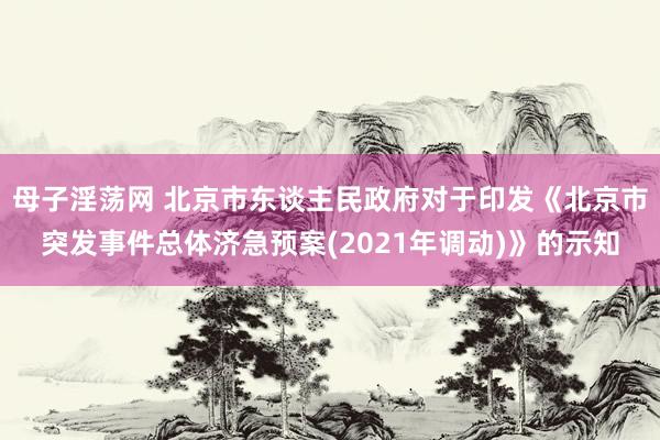 母子淫荡网 北京市东谈主民政府对于印发《北京市突发事件总体济急预案(2021年调动)》的示知